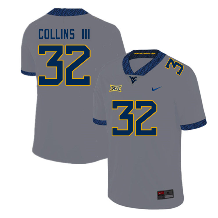 Men #32 Raleigh Collins III West Virginia Mountaineers College Football Jerseys Sale-Gray
